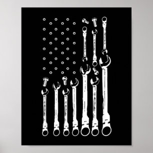 Mechanic Flag American Patriotic Flag Car Mechanic Poster