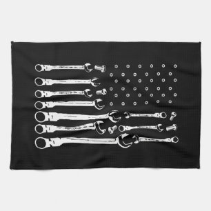 Mechanic Flag American Patriotic Flag Car Mechanic Tea Towel