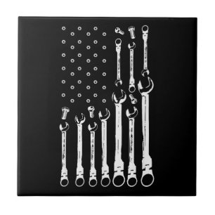 Mechanic Flag American Patriotic Flag Car Mechanic Tile