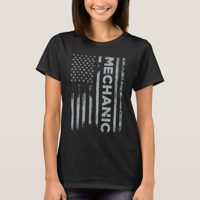 Mechanic Flag Gift Patriotic American Mechanic USA T-Shirt (Front)