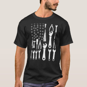 Mechanic Flag Patriot Cool Mechanic Tools Engineer T-Shirt