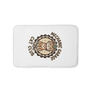 Mechanic Garage Cat POD Vector Art - Mechanic Gara Bath Mat