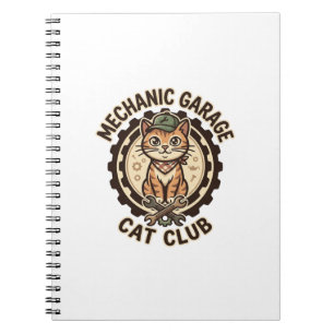 Mechanic Garage Cat POD Vector Art - Mechanic Gara Notebook
