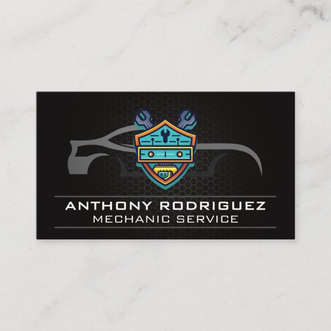 Mechanic Garage Logo | Sports Car Graphic Business Card (Front)