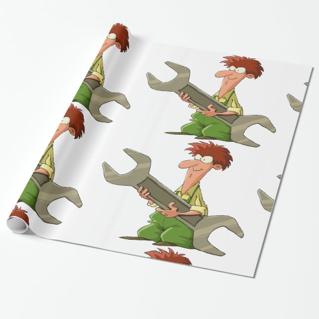 Mechanic Giant Spanner Wrapping Paper (Unrolled)