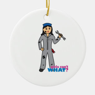 Mechanic Girl - Medium Ceramic Tree Decoration