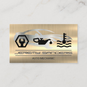 Mechanic   Gold Metal   Auto Icons Business Card