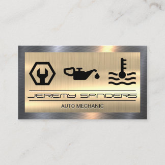 Mechanic | Gold Metal Border | Tools Services Business Card