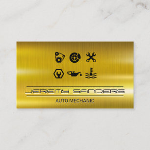 Mechanic Gold Metal Tools Services Business Card