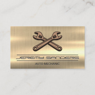Mechanic Gold Metal Wrench Tools Business Card