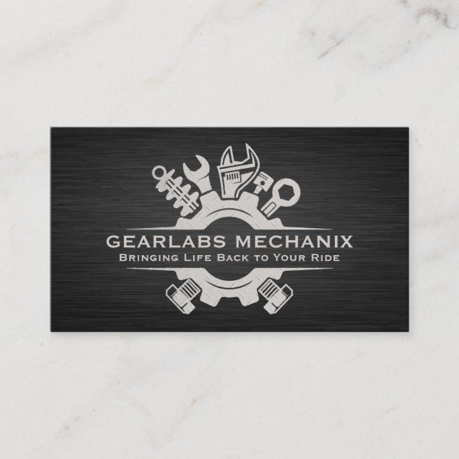Mechanic Hand Tools | Steel Logo Business Card (Front)