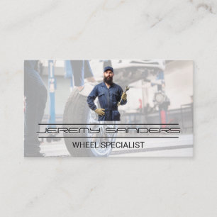 Mechanic Holding Wrench   Garage Shop Business Card