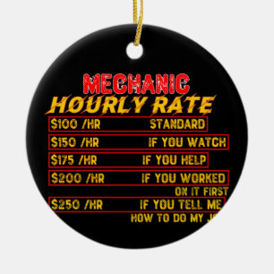Mechanic Hourly Rate Ceramic Tree Decoration