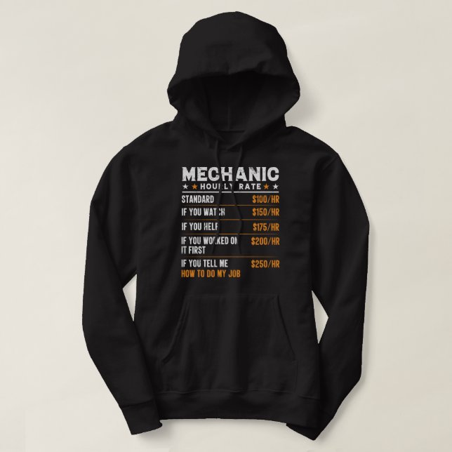 Mechanic Hourly Rate Funny Car Mechanic Gift  Hoodie (Design Front)