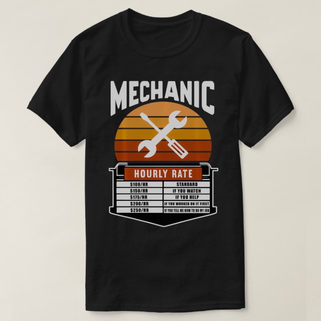 Mechanic Hourly Rate Labour Rate  T-Shirt (Design Front)