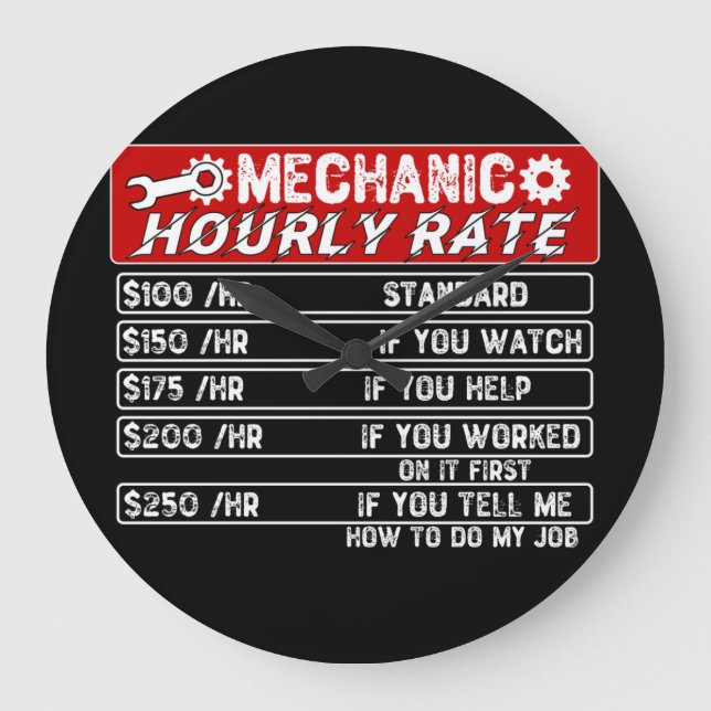 Mechanic Hourly Rate Large Clock (Front)