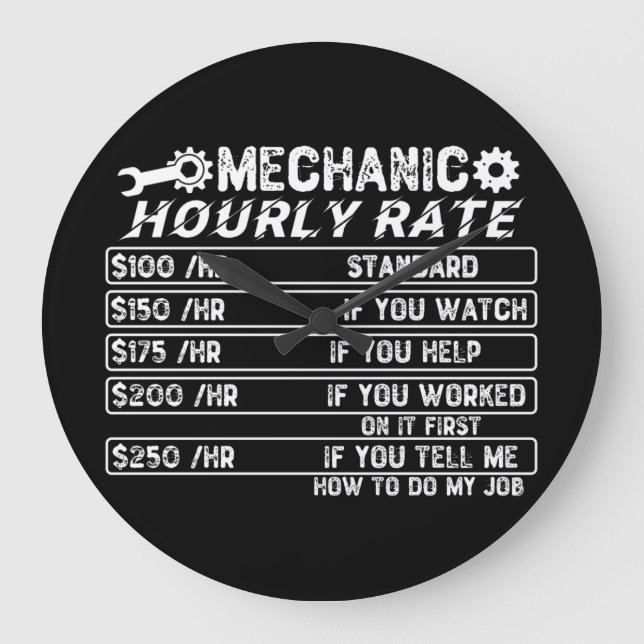 Mechanic Hourly Rate Large Clock (Front)