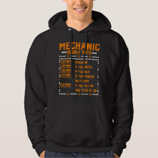 Mechanic Hourly Rate Machinist Auto Repairman Mec Hoodie