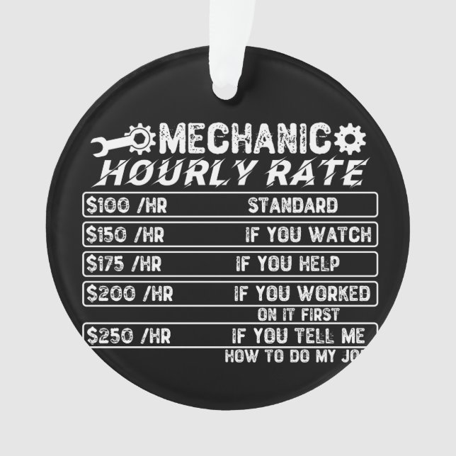 Mechanic Hourly Rate Ornament (Front)