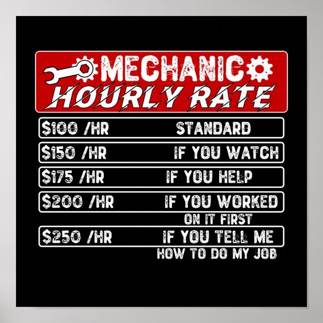 Mechanic Hourly Rate Poster (Front)