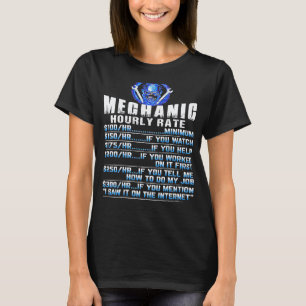 Mechanic Hourly Rate Skull On Back T-Shirt