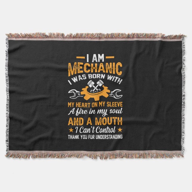 Mechanic I Am Mechanic Throw Blanket (Front)