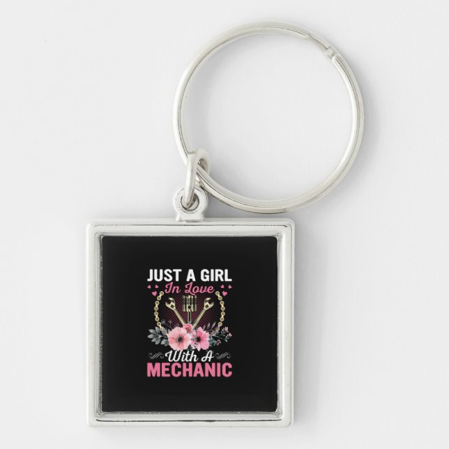 Mechanic Just A Girl In Love With A Mechanic Key Ring (Front)