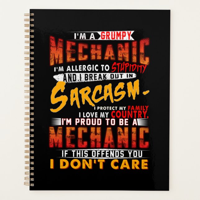 Mechanic Lovers | I'm A Grumpy Mechanic Sarcasm Planner (Front)
