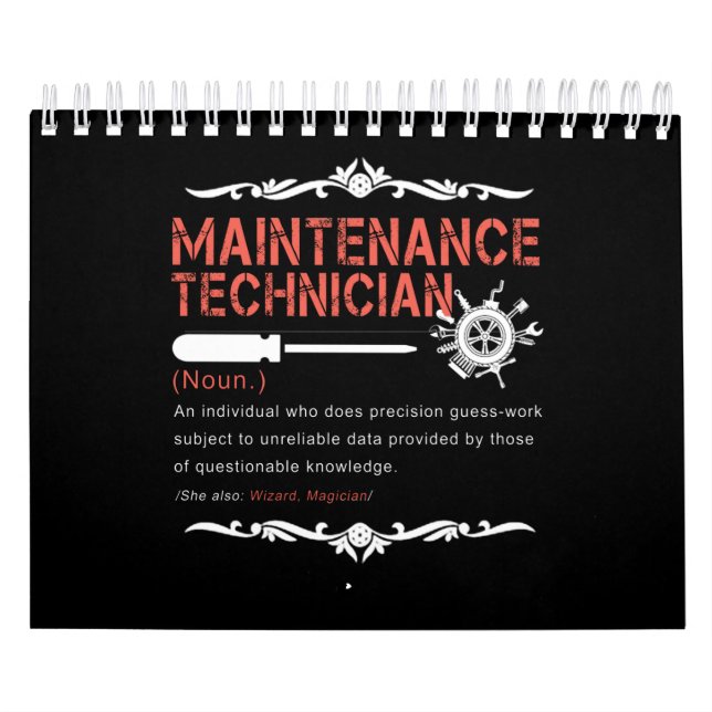 Mechanic Lovers |Maintenance Technician Definition Calendar (Cover)