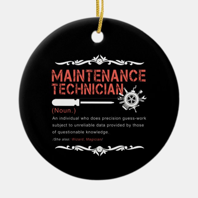 Mechanic Lovers |Maintenance Technician Definition Ceramic Tree Decoration (Front)