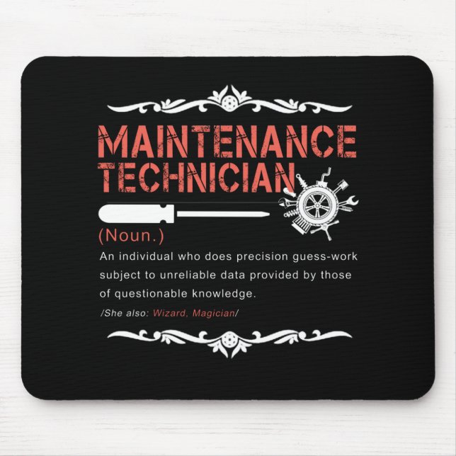 Mechanic Lovers |Maintenance Technician Definition Mouse Mat (Front)