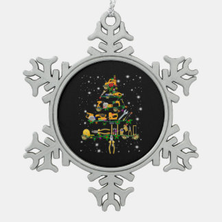 Mechanic Lovers | Mechanic Christmas Tree Snowflake Pewter Christmas Ornament