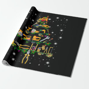 Mechanic Lovers   Mechanic Christmas Tree Wrapping Paper