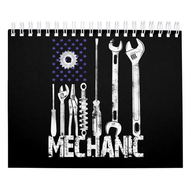 Mechanic Lovers | Mechanic USA Flag Calendar (Cover)