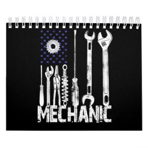 Mechanic Lovers   Mechanic USA Flag Calendar