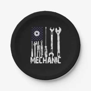 Mechanic Lovers Mechanic USA Flag Paper Plate