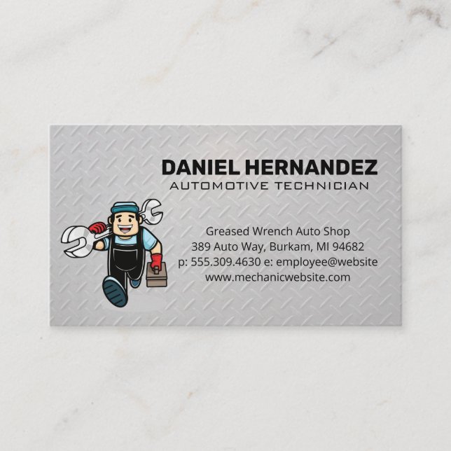 Mechanic Mascot | Auto Service Repair Business Card (Front)