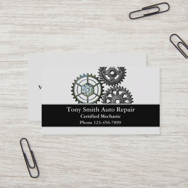 Mechanic Mechanical Engineer Auto Business Card (Front/Back In Situ)