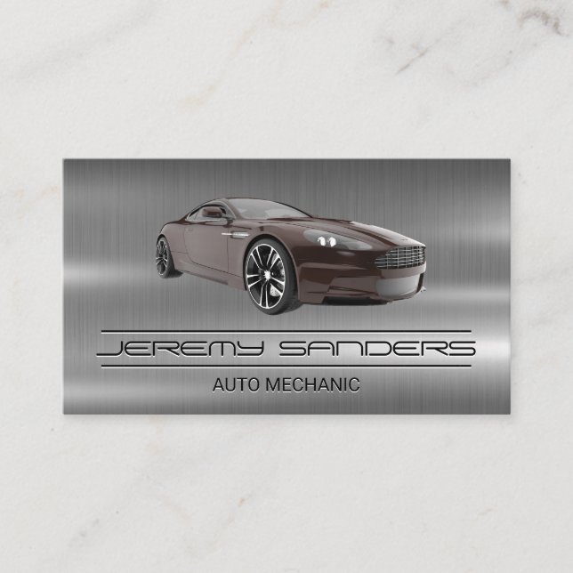 Mechanic | Metal | Auto Car Services Business Card (Front)