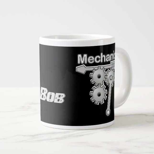 Mechanic Name Gears and Tools Large Coffee Mug (Front Right)