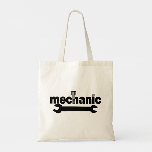 Mechanic Nuts and Bolts Text Tote Bag (Back)