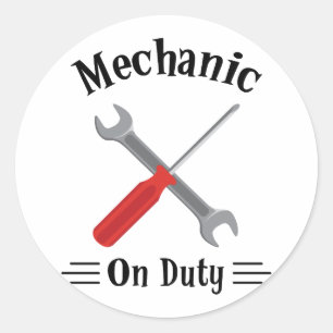 Mechanic On Duty Classic Round Sticker