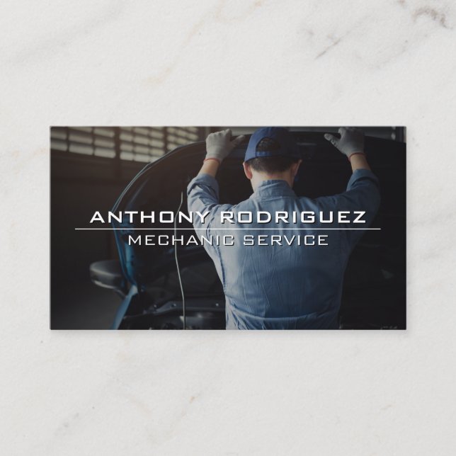 Mechanic Opening Car Hood Business Card (Front)