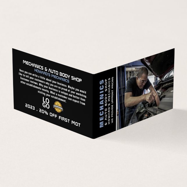 Mechanic Photo, Auto Mechanic & Repairs, Detailed Business Card (Outside)