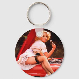 Mechanic Pin Up Key Ring