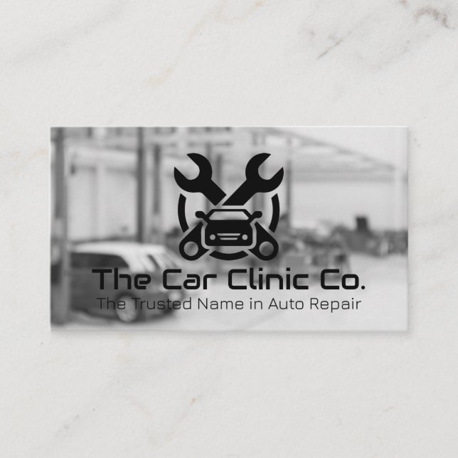Mechanic Repair Logo | Garage Shop Business Card (Front)