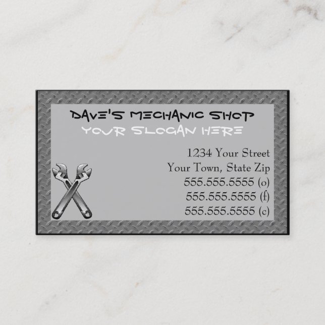 Mechanic Shop Business Cards (Front)