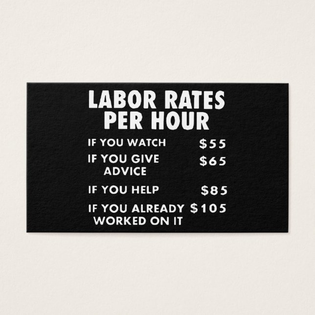 Mechanic Shop Labour Rates Funny Sign Hourly Rate  (Front)