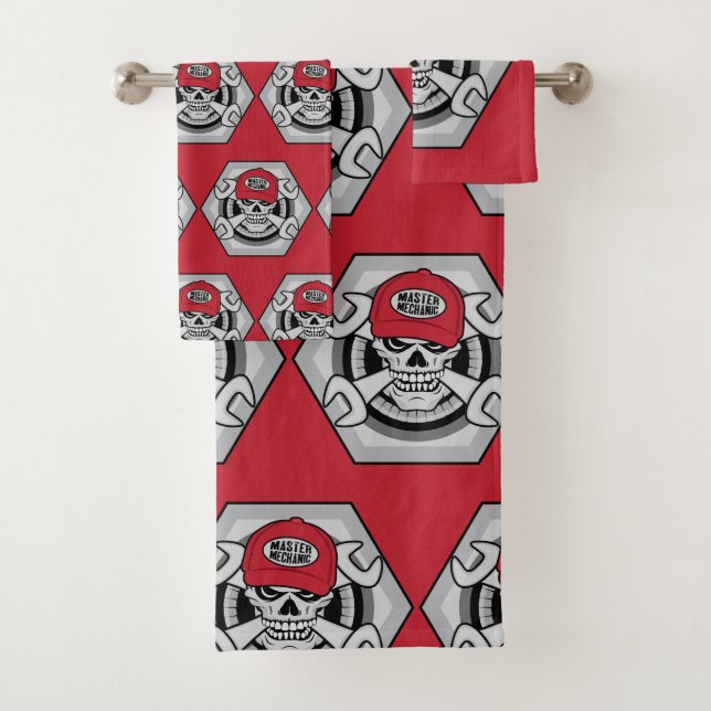Mechanic Skull Bath Towel Set (Insitu)