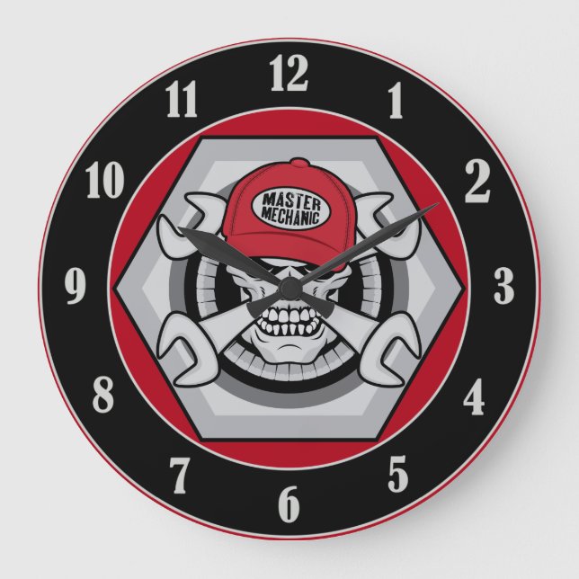 Mechanic Skull Large Clock (Front)